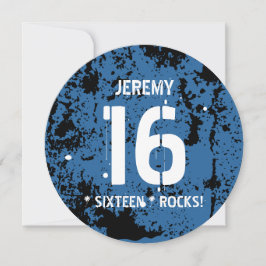 Invitación Dieciséis Rocas AZUL Grunge F16Z