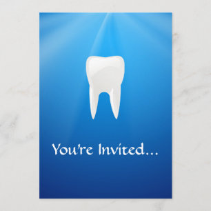 Invitación Diente blanco en fondo azul