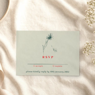 Invitación Diente de León Responder Amablemente Floral Boho V