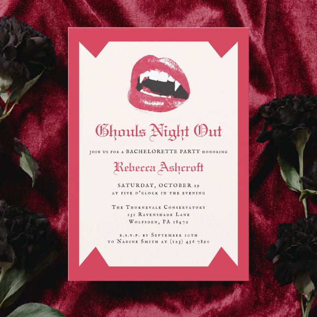 Invitación Dientes de vampiro modernos para Halloween gótico  (Subido por el creador)