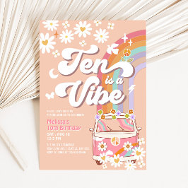 Invitación Diez es una Vibra Divertida Cumpleaños 10 Daisy Ar
