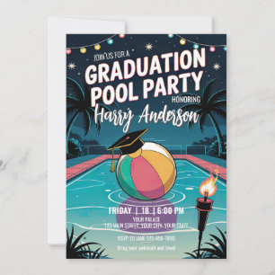 Invitación Diez Luces Twinkling Party de graduación de piscin
