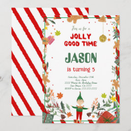 Invitación Diferente cumpleaños de Green y Red Elf