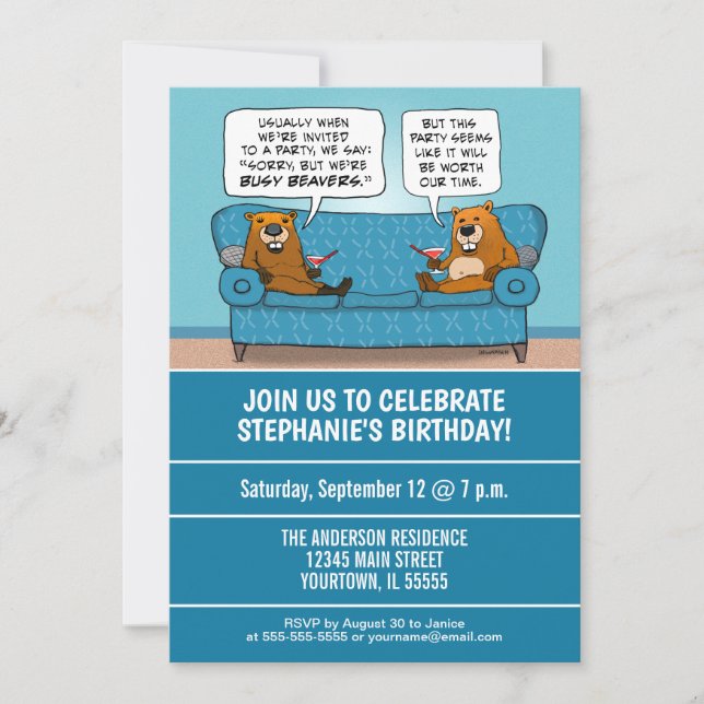 Invitación Diferente fiesta de cumpleaños para los beavers má (Anverso)