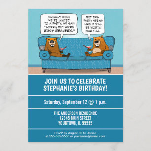 Invitación Diferente fiesta de cumpleaños para los beavers má