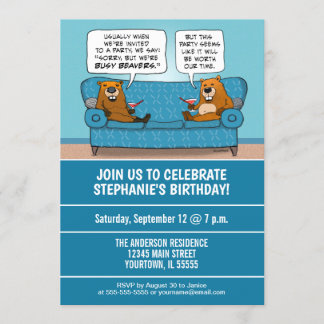 Invitación Diferente fiesta de cumpleaños para los beavers má