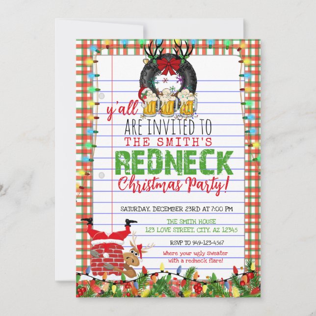 Invitación Diferente fiesta navideña de Navidades de Redneck  (Anverso)