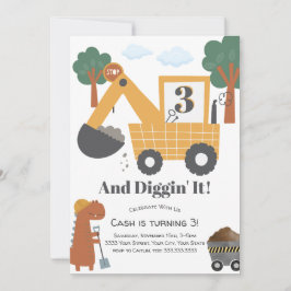Invitación Diggin' It Construcción Tema Fiesta de cumpleaños