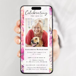 Invitación digital a funeral de la foto floral de 