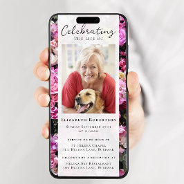 Invitación digital a funeral de la foto floral de