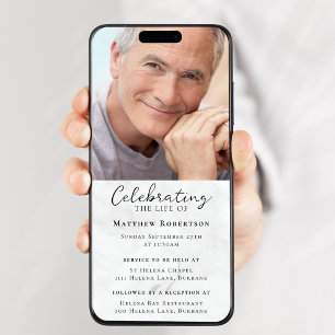 Invitación digital a funeral de Marble Photo