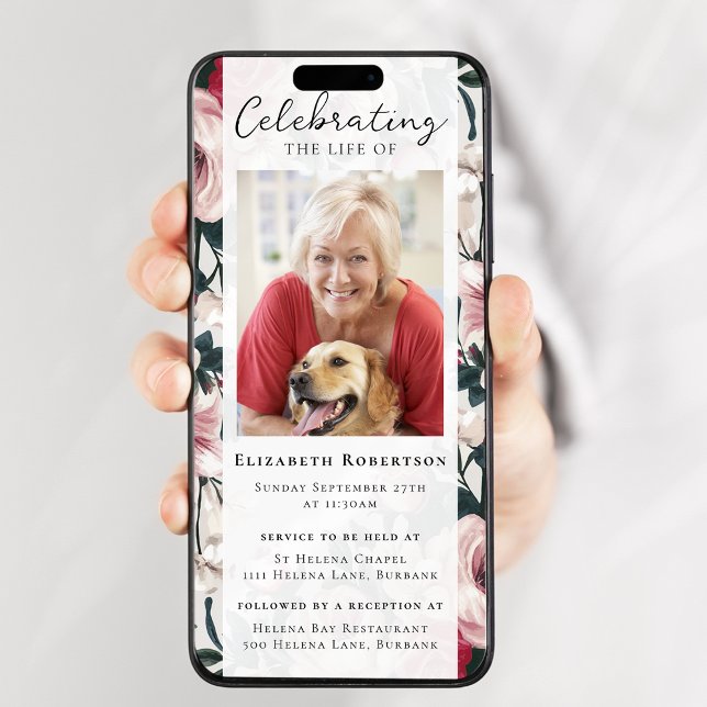 Invitación digital a funerales de fotografía flora (Subido por el creador)