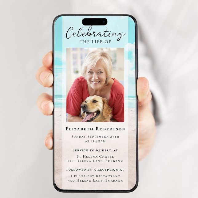 Invitación digital a funerales de fotos en el océa (Subido por el creador)