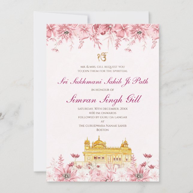 Invitación digital al Sri Sukhmani Sahib Path (Anverso)