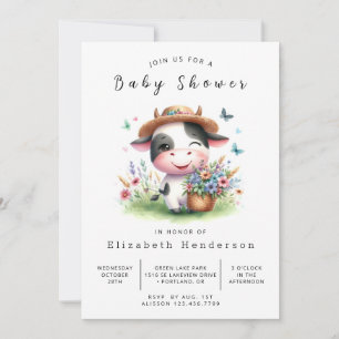 Invitación Digital Boho Elegante Fiesta de Bebé de Vaca