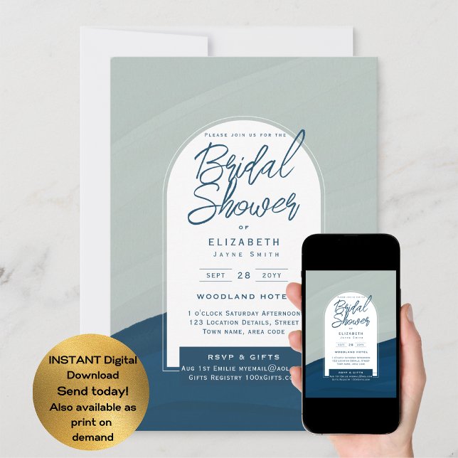 Invitación DIGITAL BRIDAL Ducha Invitan a la Marina Azul (Subido por el creador)