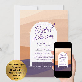 Invitación DIGITAL BRIDAL Ducha Invitan a Naranja Púrpura
