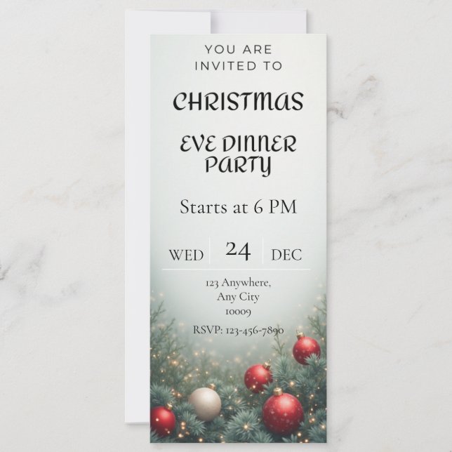 Invitación Digital Christmas Eve Dinner party Invitation (Anverso)