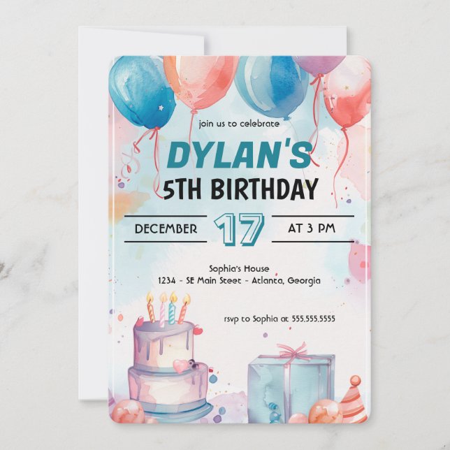 Invitación Digital Clásica para Fiesta de Cumpleañ (Anverso)