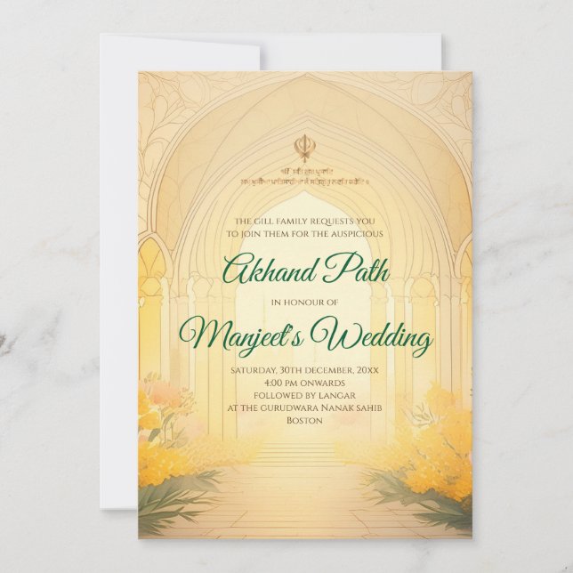 Invitación digital de Akhand Path Sahib Sukhmani (Anverso)