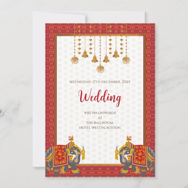 Invitación digital de boda hindú boda india (Anverso)