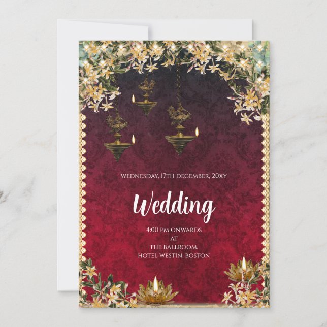 Invitación digital de boda hindú boda india (Anverso)