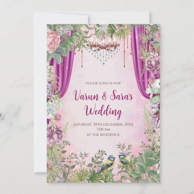 Invitación digital de boda hindú india (Anverso)