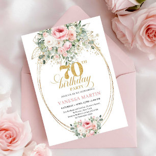 Invitación digital de cumpleaños 70 Luxury Blush R