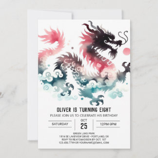 Invitación Digital de cumpleaños de Dragon con estilo