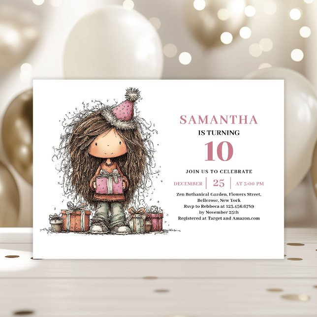 Invitación Digital de Cumpleaños de Niña Totalment (Fully Editable Girl Birthday Invitation Digital)