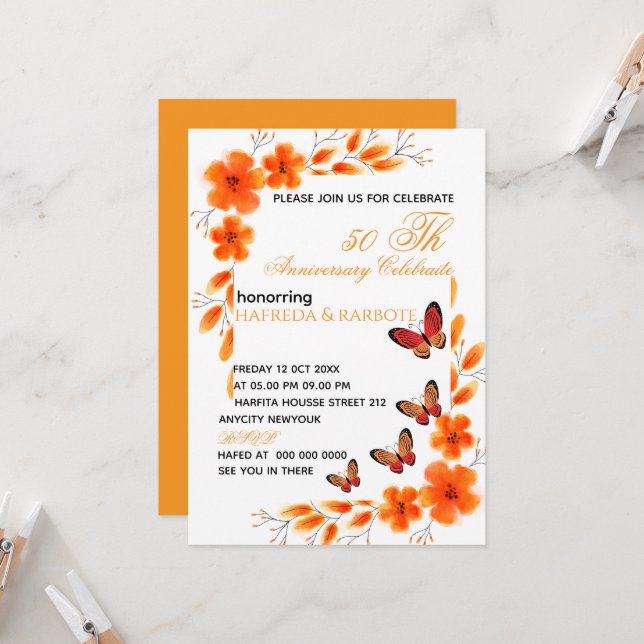 Invitación digital de cumpleaños número 50 para mu (Anverso/Reverso In Situ)