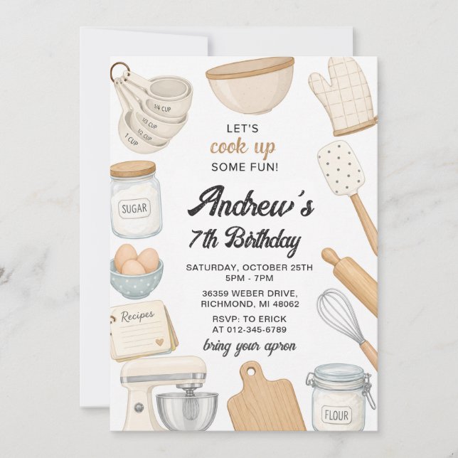 Invitación digital de cumpleaños para cocina de ch (Anverso)
