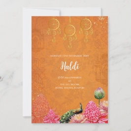 Invitación digital de Haldi y tarjeta de boda indi