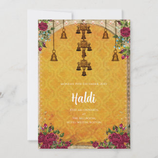 Invitación digital de Haldi y tarjeta de boda indi