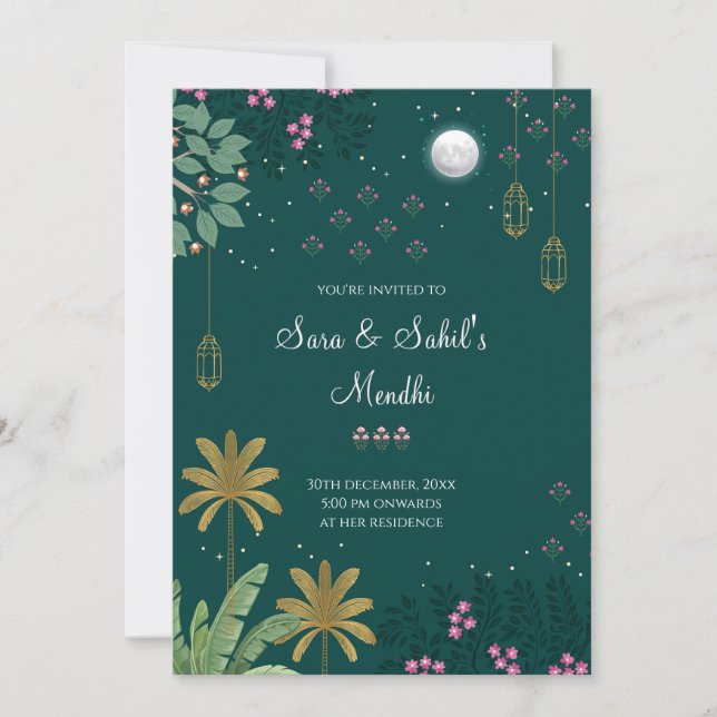 Invitación digital de Mehndi e invitación de Mehen (Anverso)