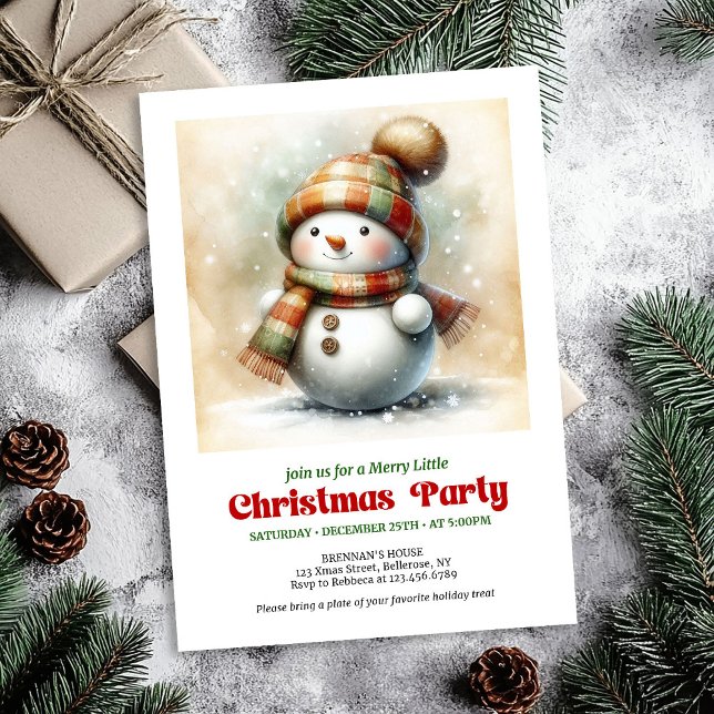 Invitación digital de muñeco de nieve de dibujos a (Cozy cartoon snowman invitation digital holiday artwork

)