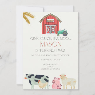Invitación digital de Oink Cluck Baa Moo
