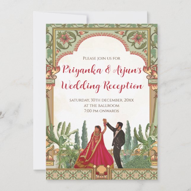 Invitación digital de recepción de boda india (Anverso)