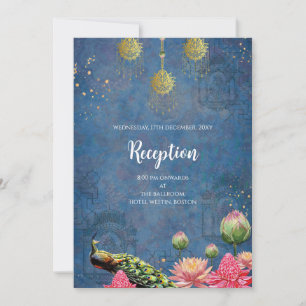 invitación digital de tarjeta de boda de pavo real