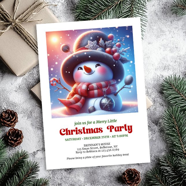 Invitación digital divertida y cálida de muñeco de (Warm funny snowman invite holiday party digital

)