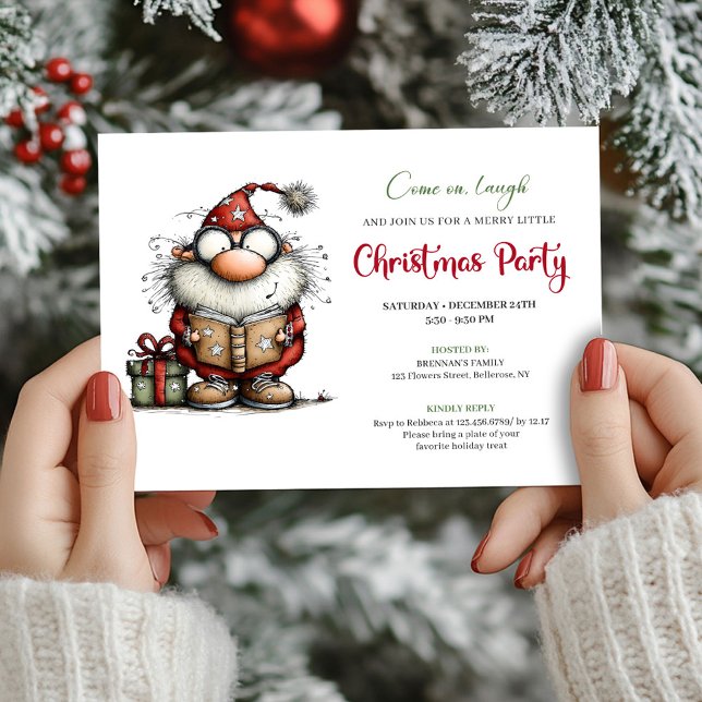 Invitación digital divertida y juguetona para fies (Playful Funny Santa Claus Party Digital Invitation)