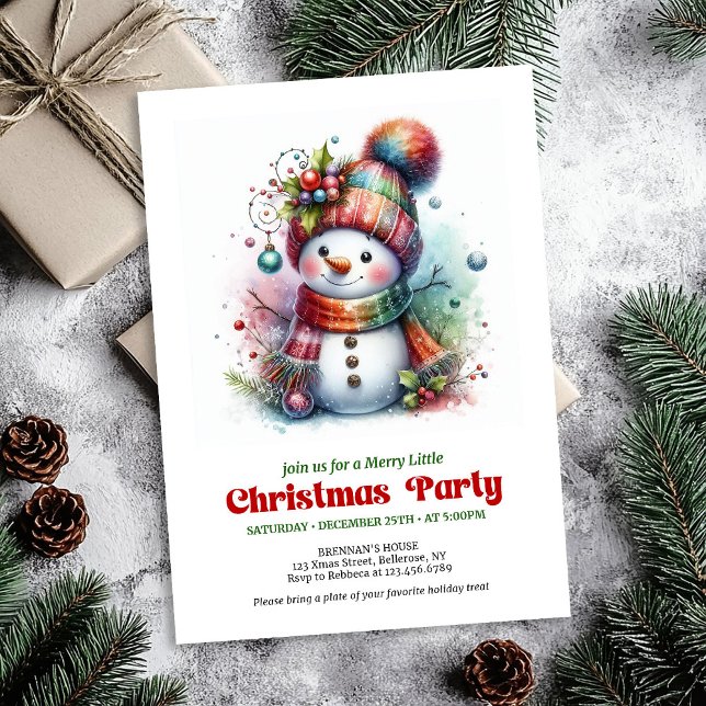 Invitación digital divertida y pacífica de hombre  (Peaceful funny snowman invite holiday joy digital

)