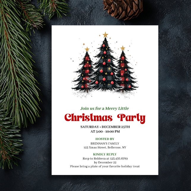 Invitación digital festiva de fiesta Chic Buffalo  (Chic Buffalo Check Festive Party Digital Invite)