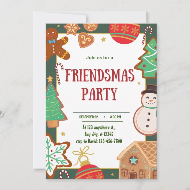 Invitación digital Fiesta de Friendsmas, navidades (Anverso)