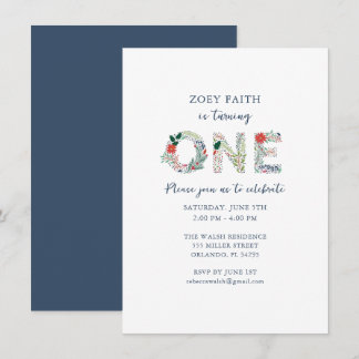 Invitación Digital Floral 1ª fiesta de cumpleaños de niñas