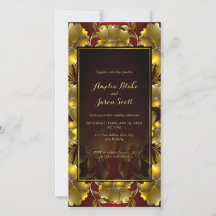 Invitación digital floral lujosa con grabado dorad