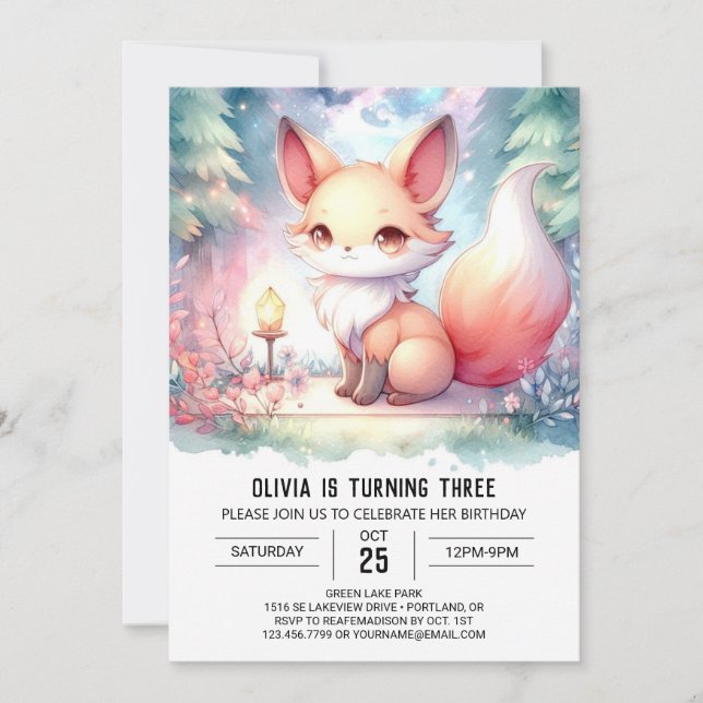 Invitación Digital Happy Printable Fox Birday (Anverso)