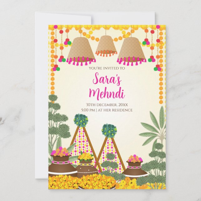 Invitación Digital Henna e invitación Digital Hald (Anverso)