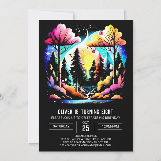 Invitación Digital In the Woods Kids Birthday (Anverso)