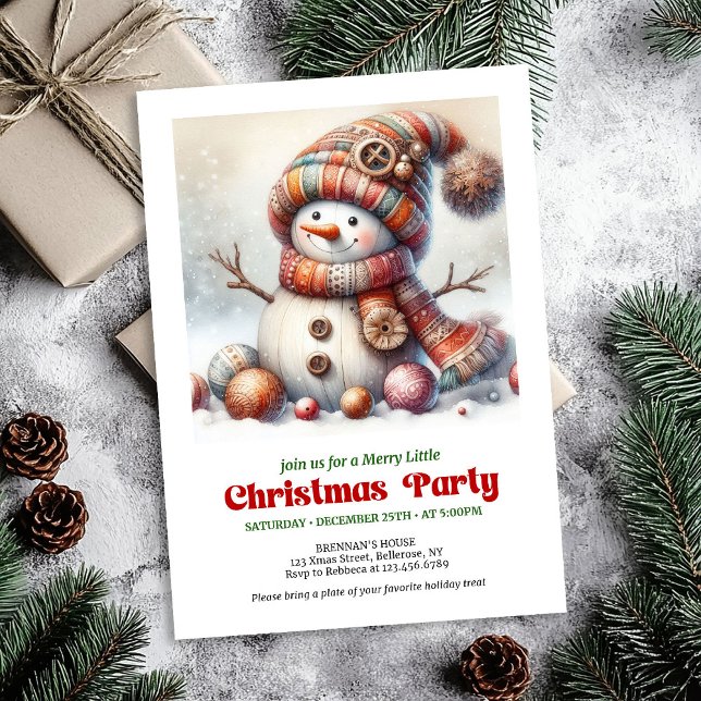 Invitación digital infantil atemporal de muñeco de (Timeless cartoon snowman invitation digital festive decor

)